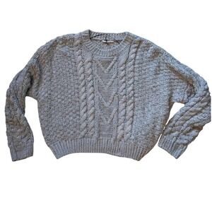 Cable Knit Pullover Sweater Double Zero Lovely‎ Large Gray Oversized